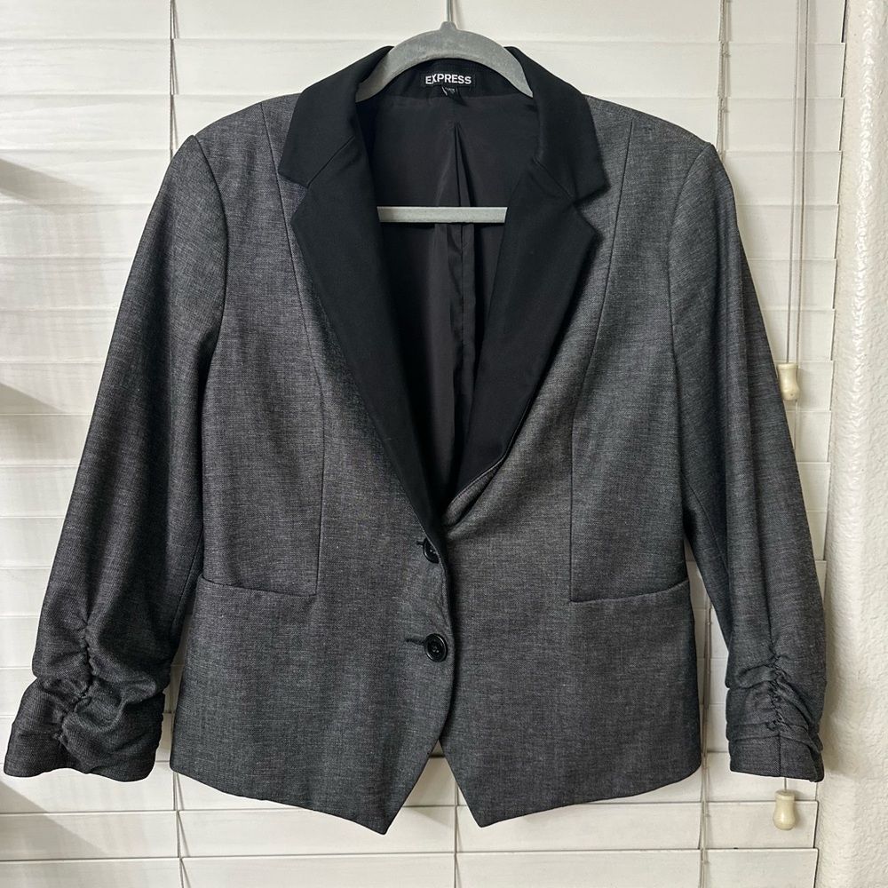 Express Charcoal Blazer with Black Collar
